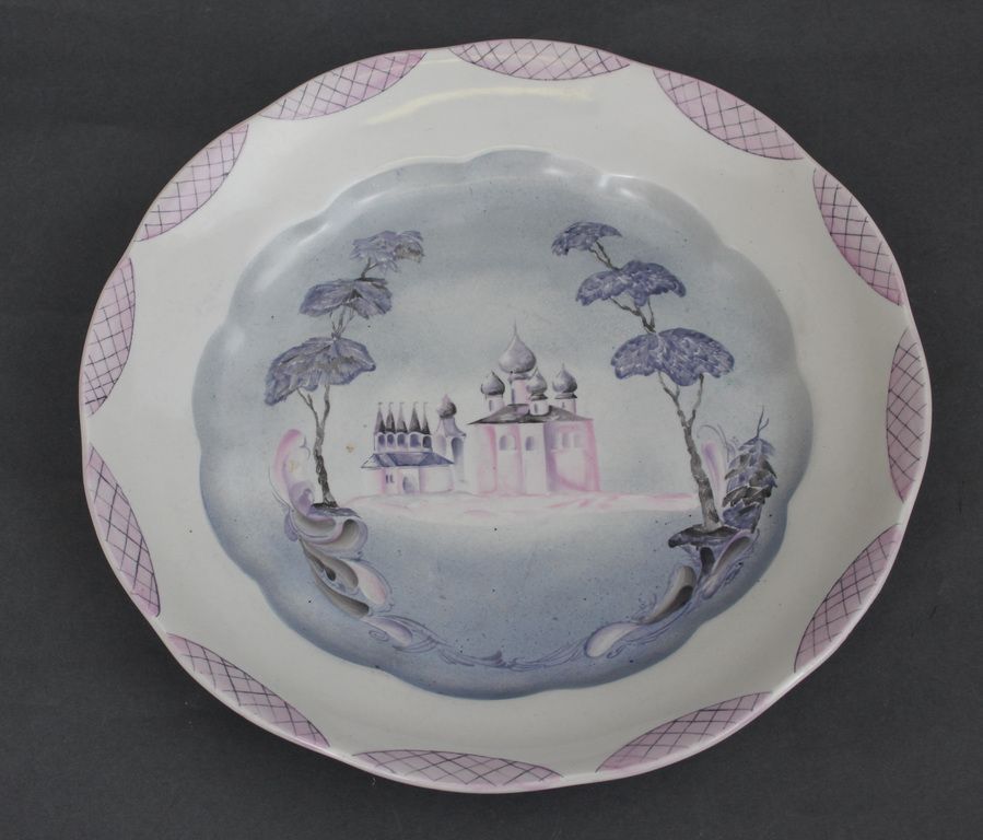 Antique Porcelain plate with church view