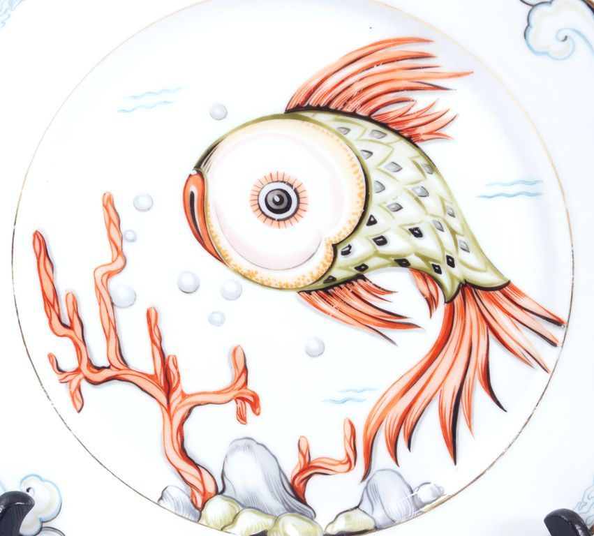 Antique Porcelain decorative plate Fish