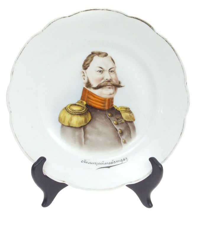 Antique Porcelain plates (3 pcs.) - Policeman, Selifan, Box