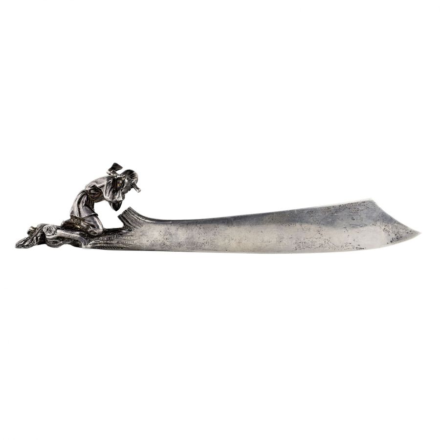 Original silver paper knife, Faberge firm, last quarter of the 19th century.