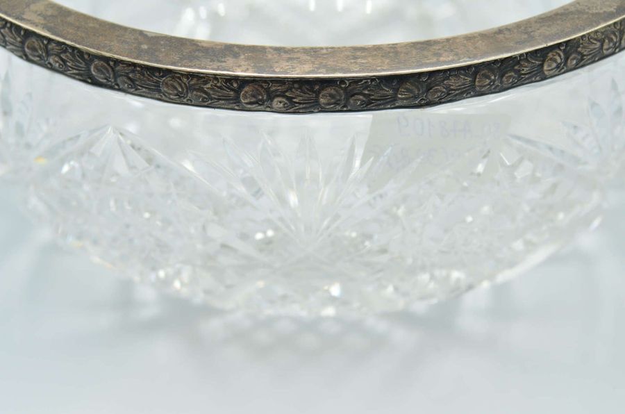 Antique Crystal bowl with silver trim