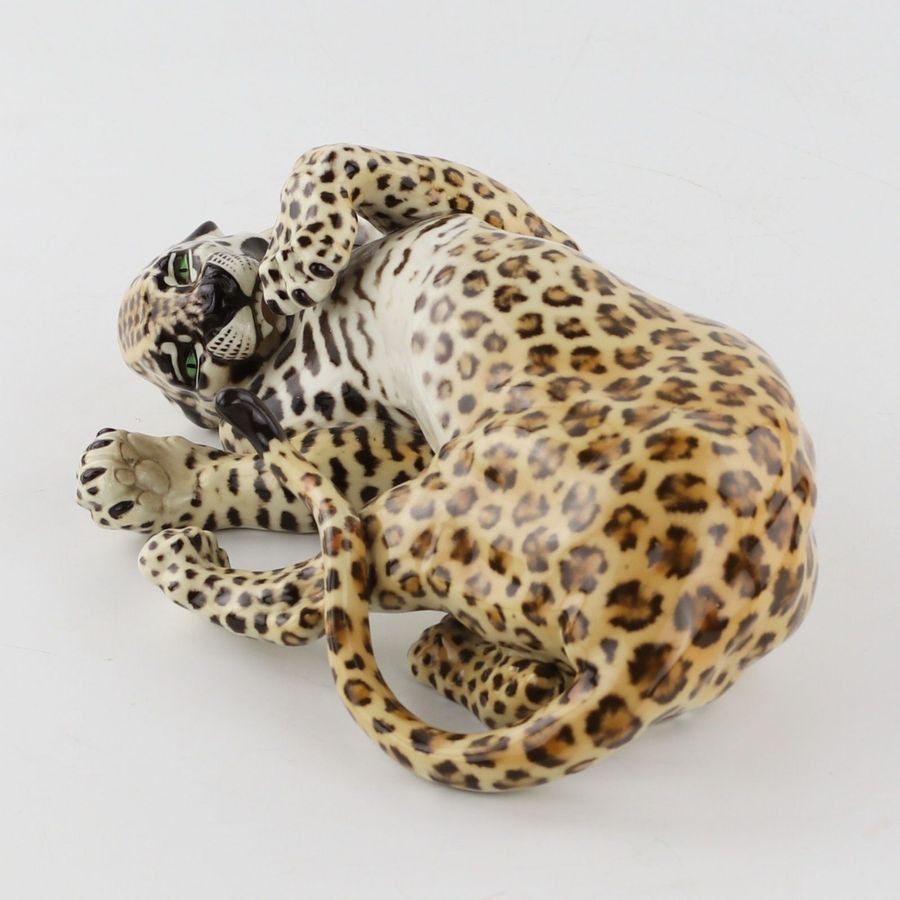 Antique Nymphenburg Leopard Amidou by Hans Behrens, 1960s Germany