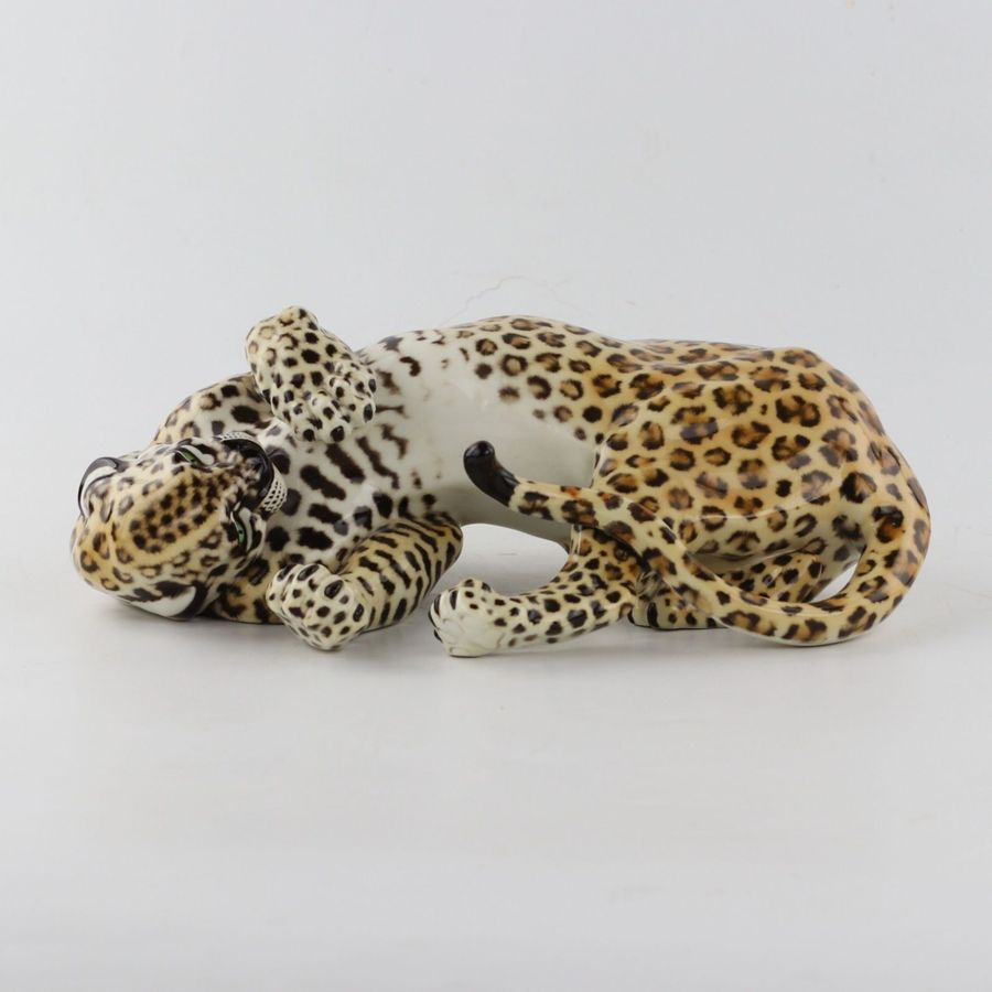 Antique Nymphenburg Leopard Amidou by Hans Behrens, 1960s Germany