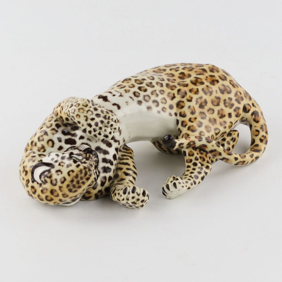 Antique Nymphenburg Leopard Amidou by Hans Behrens, 1960s Germany