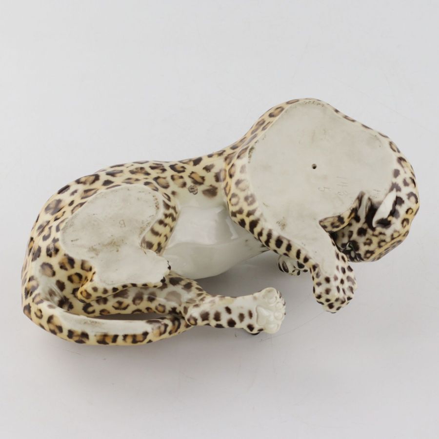 Antique Nymphenburg Leopard Amidou by Hans Behrens, 1960s Germany