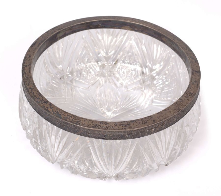 Antique Crystal fruit bowl with silver finish and photo album