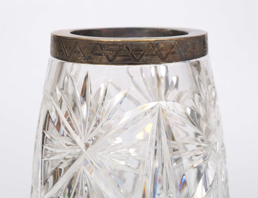 Antique Crystal vase with silver finish