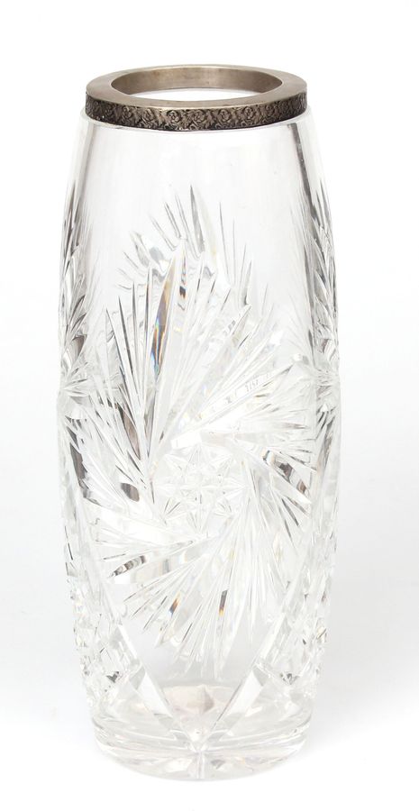 Antique Crystal vase with silver finish