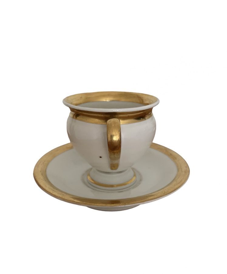 Antique Royal Copenhagen Empire Style Cup and Saucer - 19th Century Porcelain, Denmark