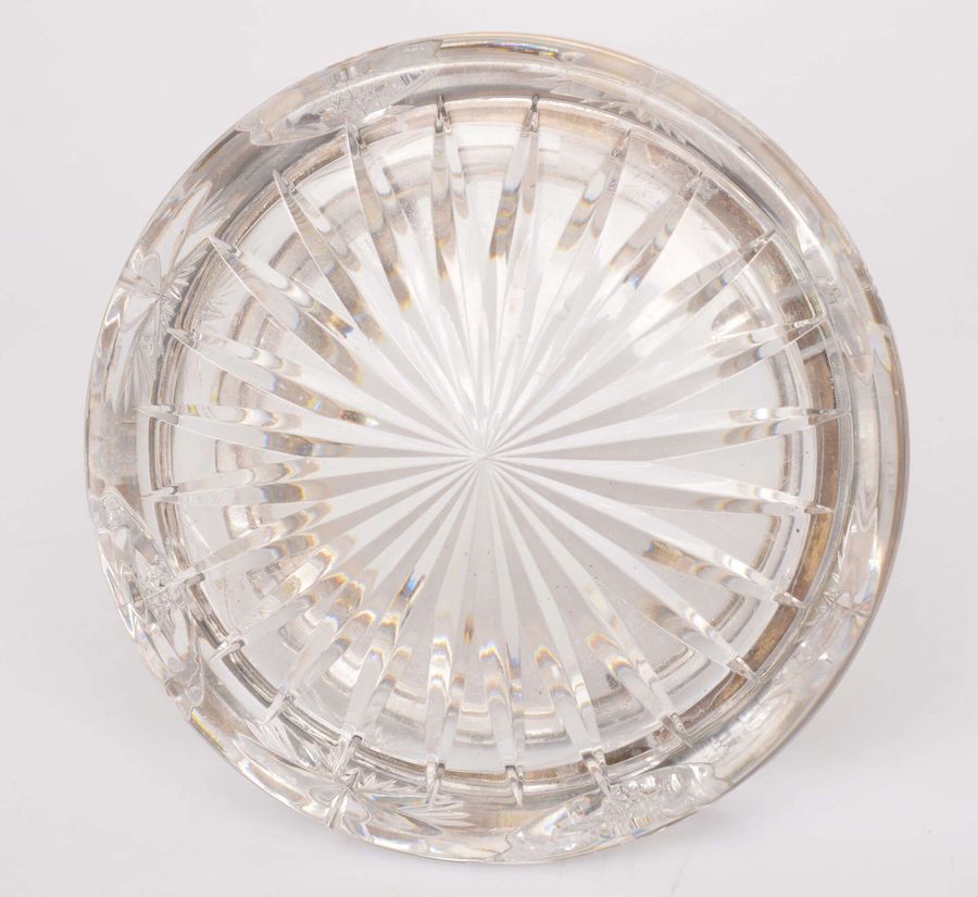 Antique Crystal ashtray with silver finish and engraving