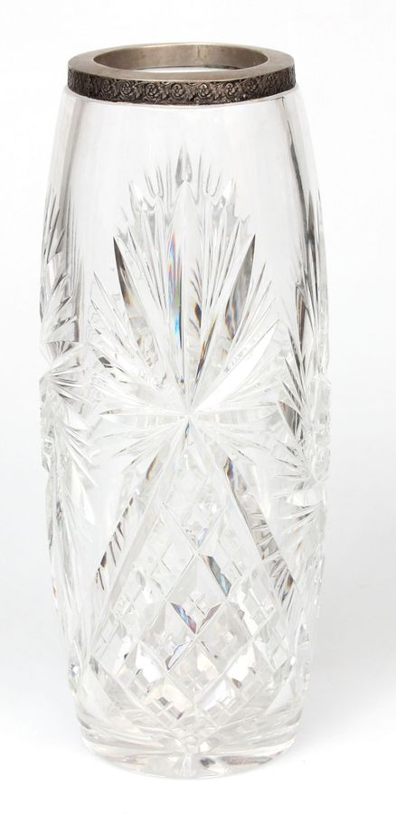 Antique Crystal vase with silver finish