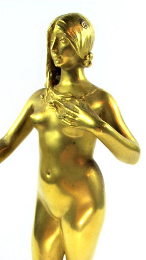 Antique Antonin Carlès (1851-1919) “Youth” Gilt Bronze Sculpture