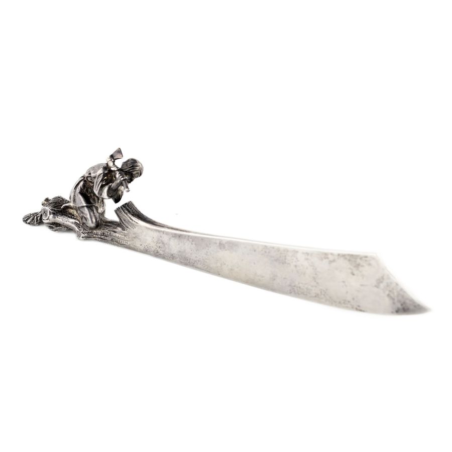 Antique Original silver paper knife, Faberge firm, last quarter of the 19th century.