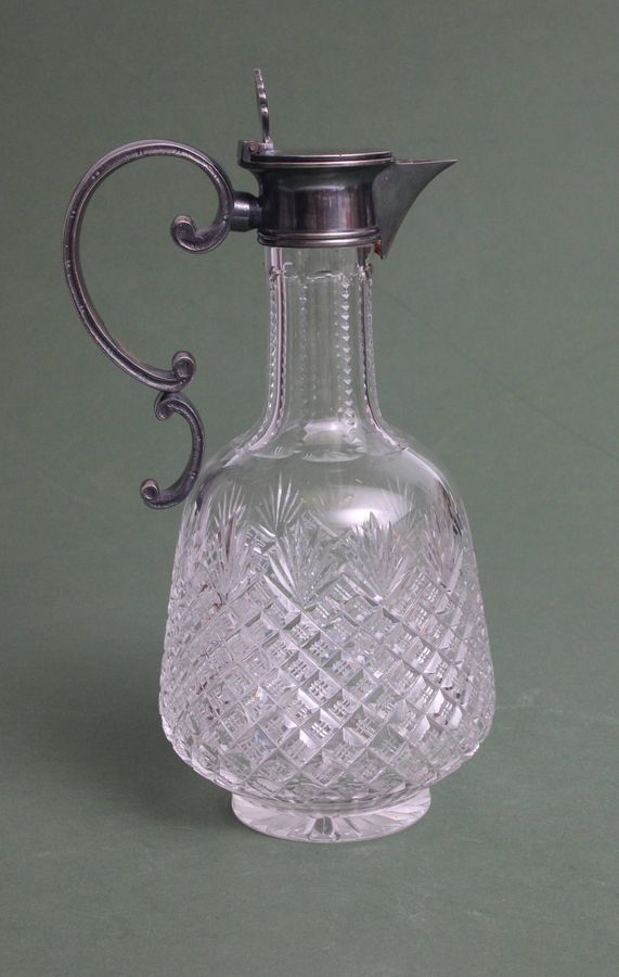 Antique Crystal Art Nouveau decanter with silver finish 84th proof