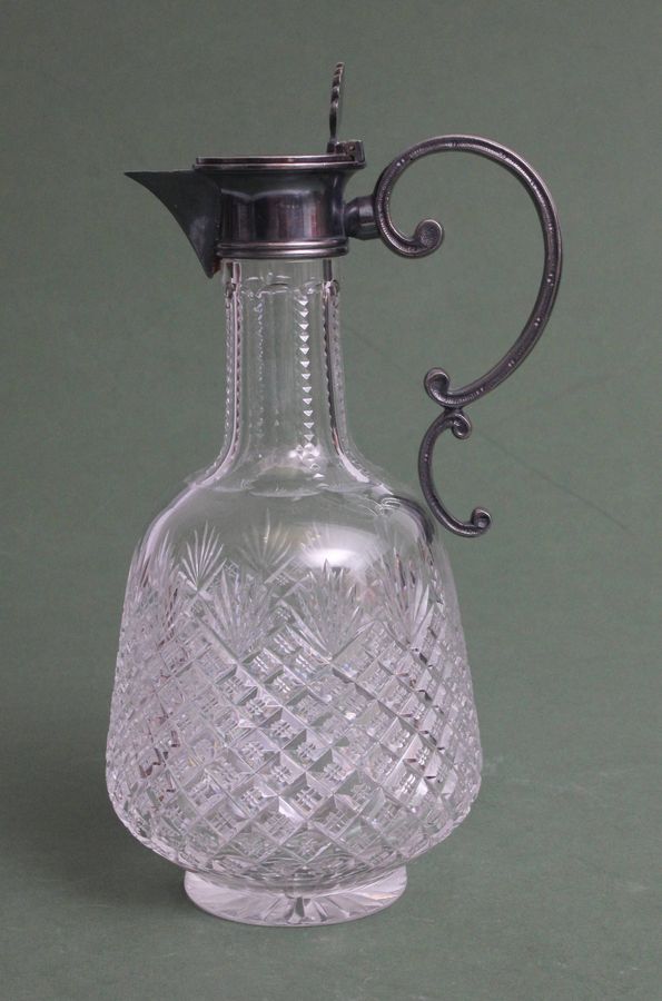 Antique Crystal Art Nouveau decanter with silver finish 84th proof