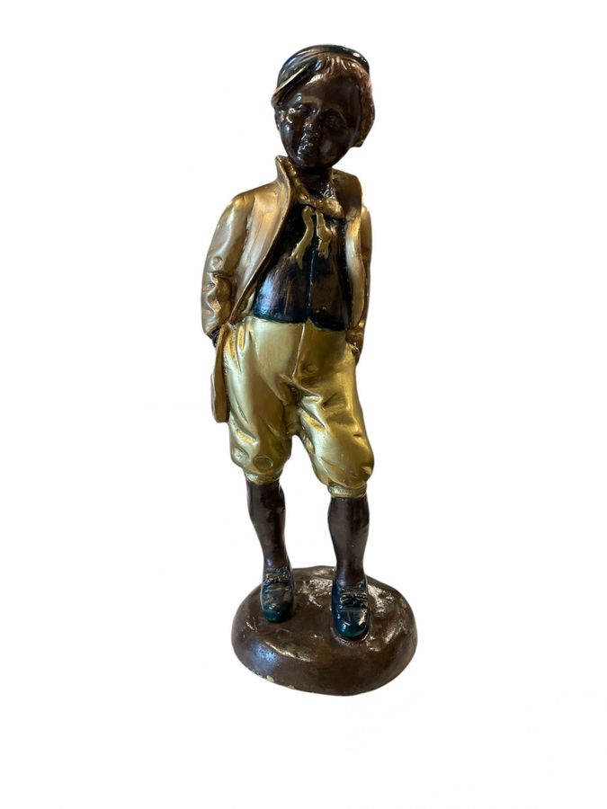 A Young Boy with Hat – Brass Figure, Early 20th Century.