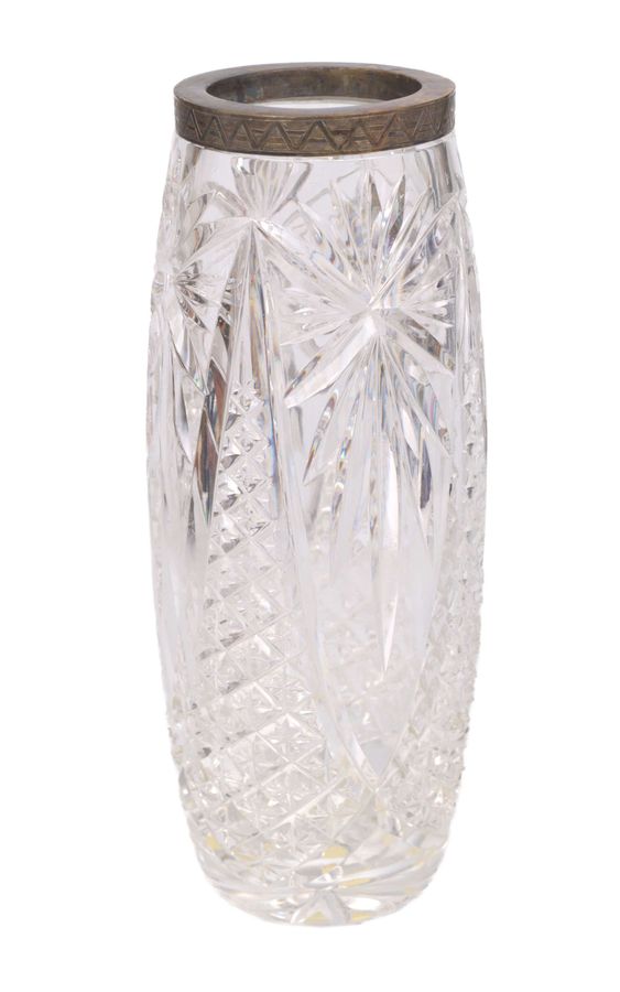 Crystal vase with silver finish