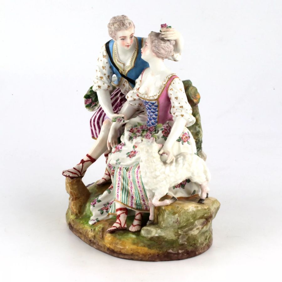 Antique Meissen porcelain composition Couple in love