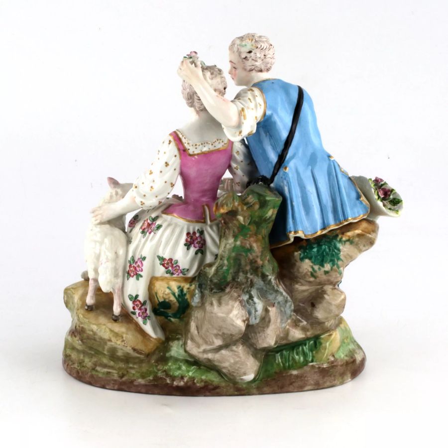 Antique Meissen porcelain composition Couple in love