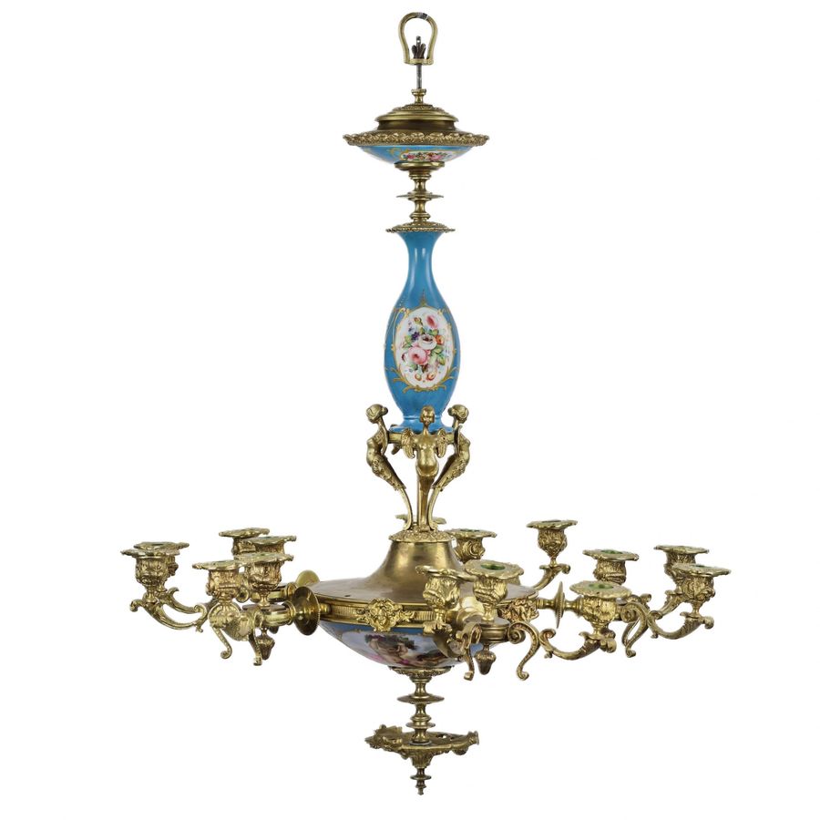 Chandelier with 15 candles in Louis XVI style. Sevres.