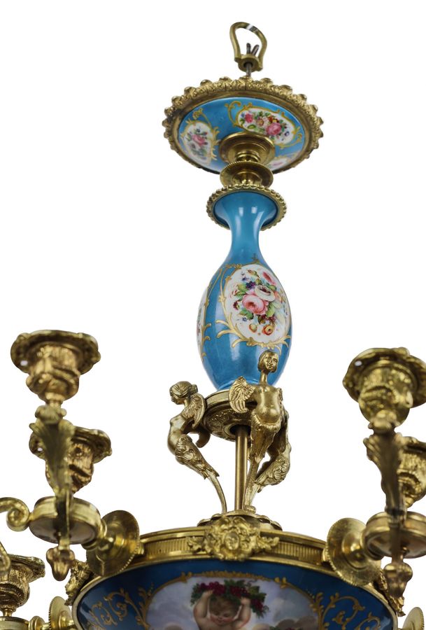 Antique Chandelier with 15 candles in Louis XVI style. Sevres.