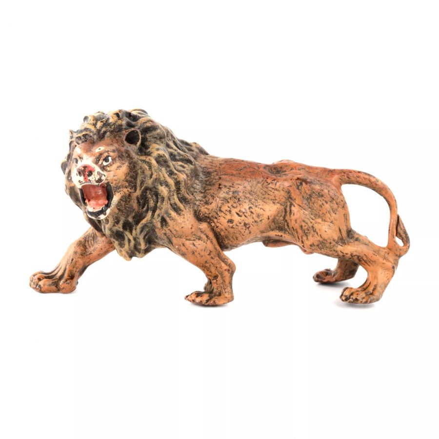 Antique Vienna bronze miniature Lion, Bergman factories.