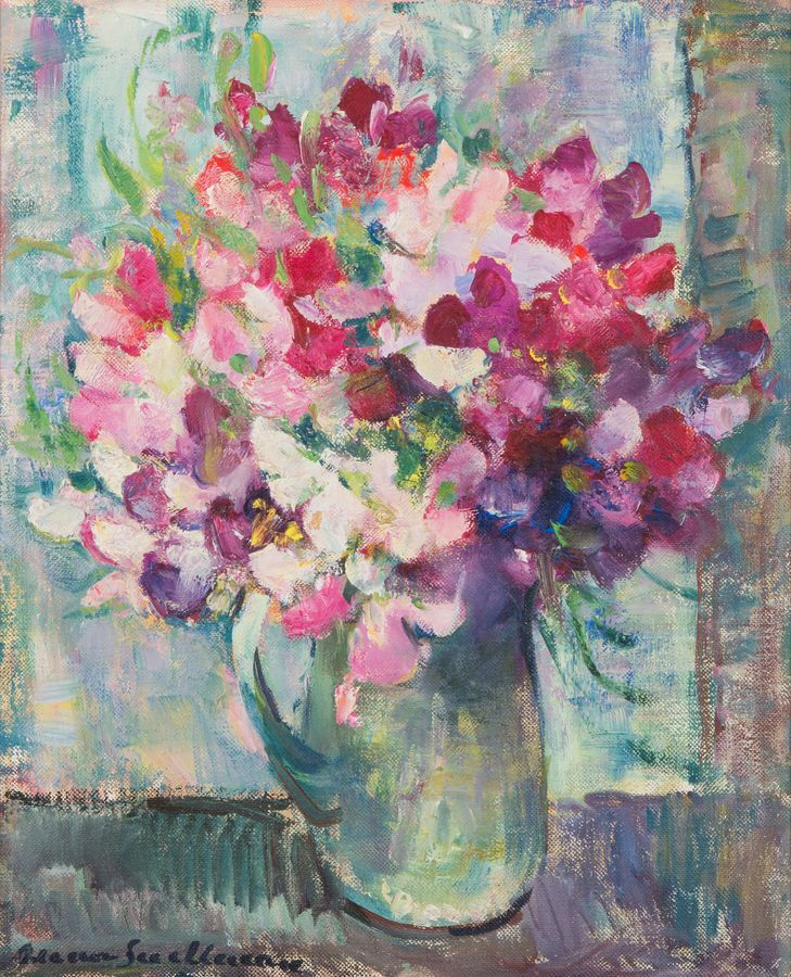 Antique Still life Flowers in a jug. Anna Snellman. Finland, 1884-1962