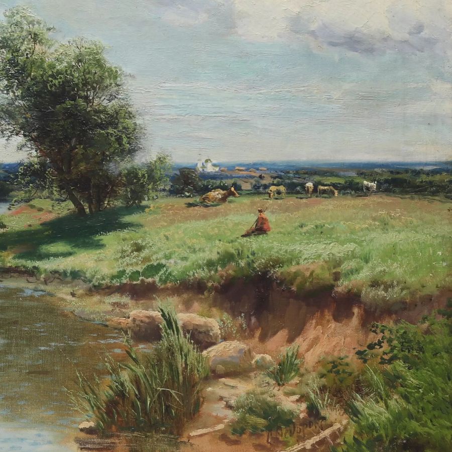 Antique Semyon Fedorov. Landscape Summer day. Second half of the 19th century.