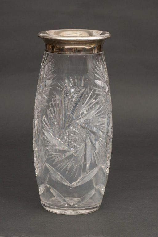 Antique Crystal vase with silver finish