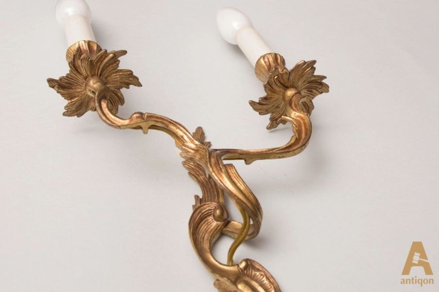 Antique Pair of bronze wall sconces.