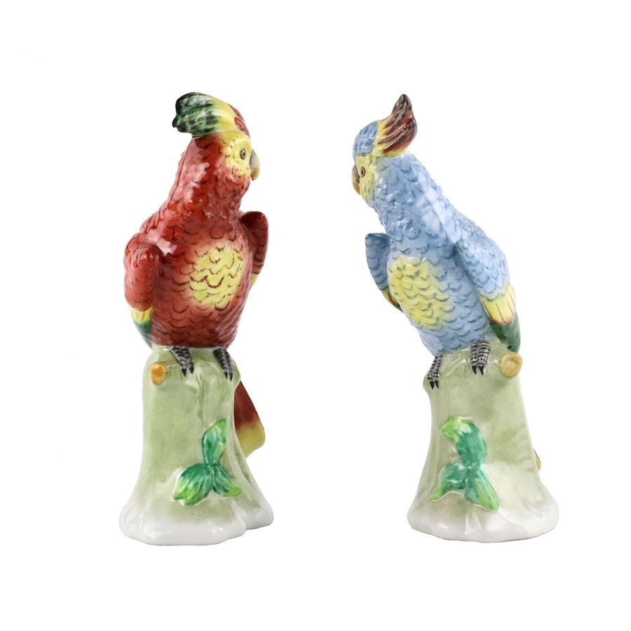 Antique Two Sitzendorf Parrots.