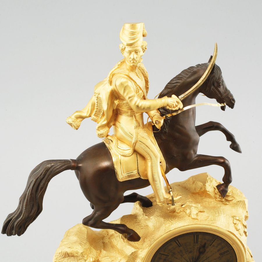 Antique Mantel clock Cavalryman