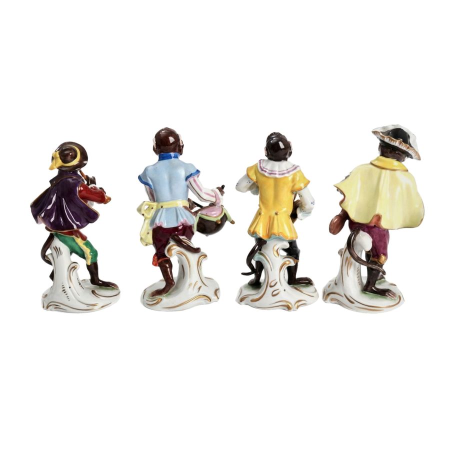 Antique Porcelain group Monkey Orchestra.