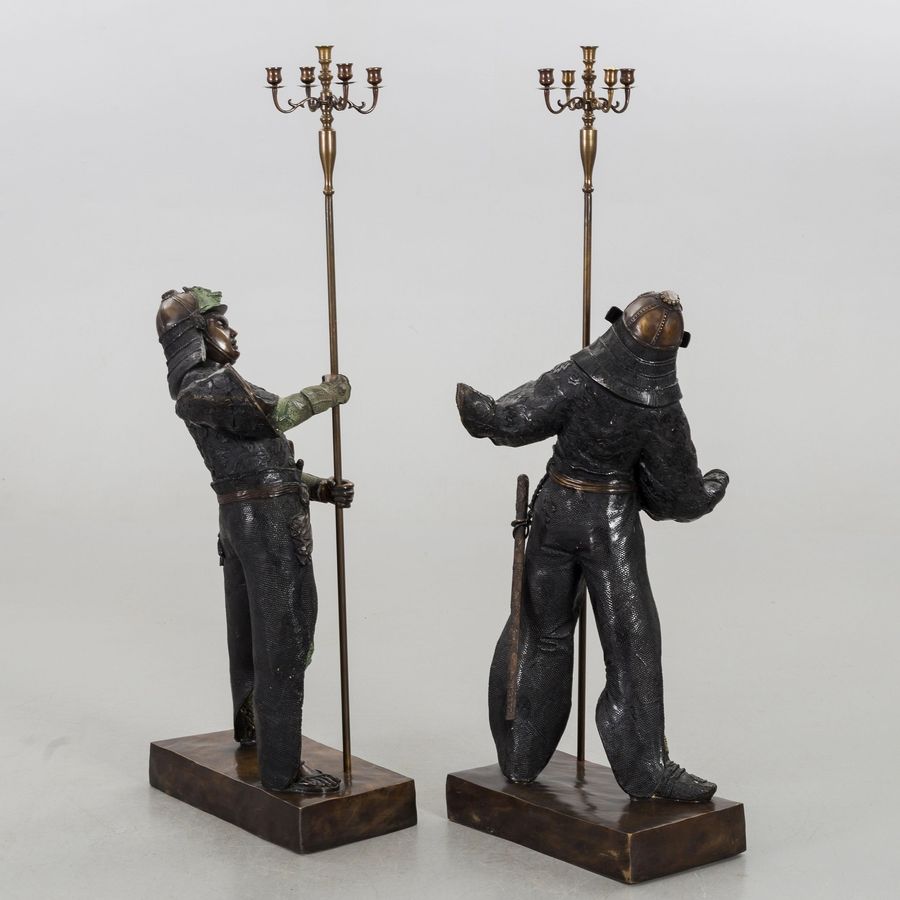 Antique Twin candelabra Samurai