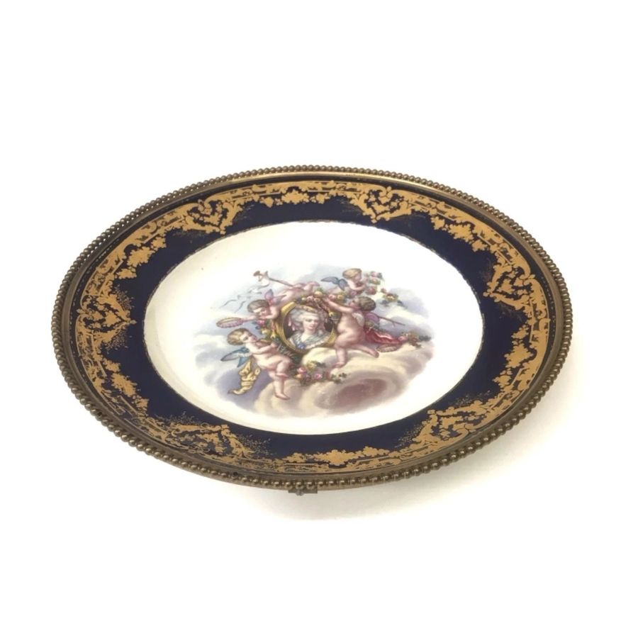 Antique Sevre style earthenware decorative dish