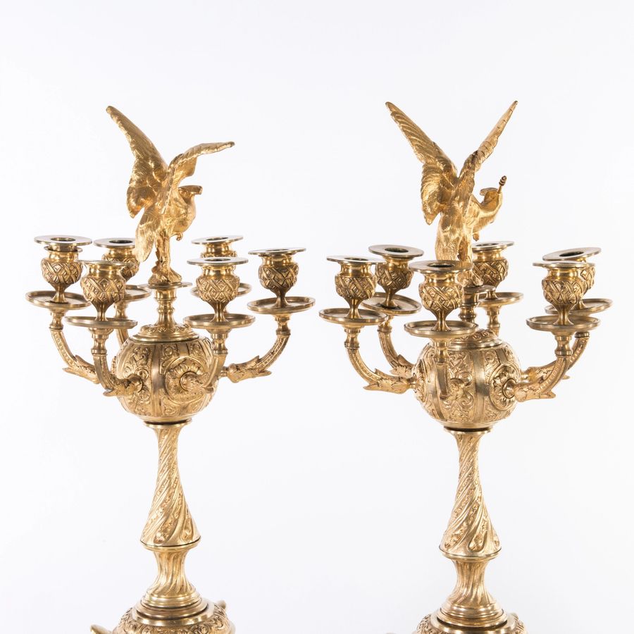 Antique A pair of bronze  candelabra. Russia