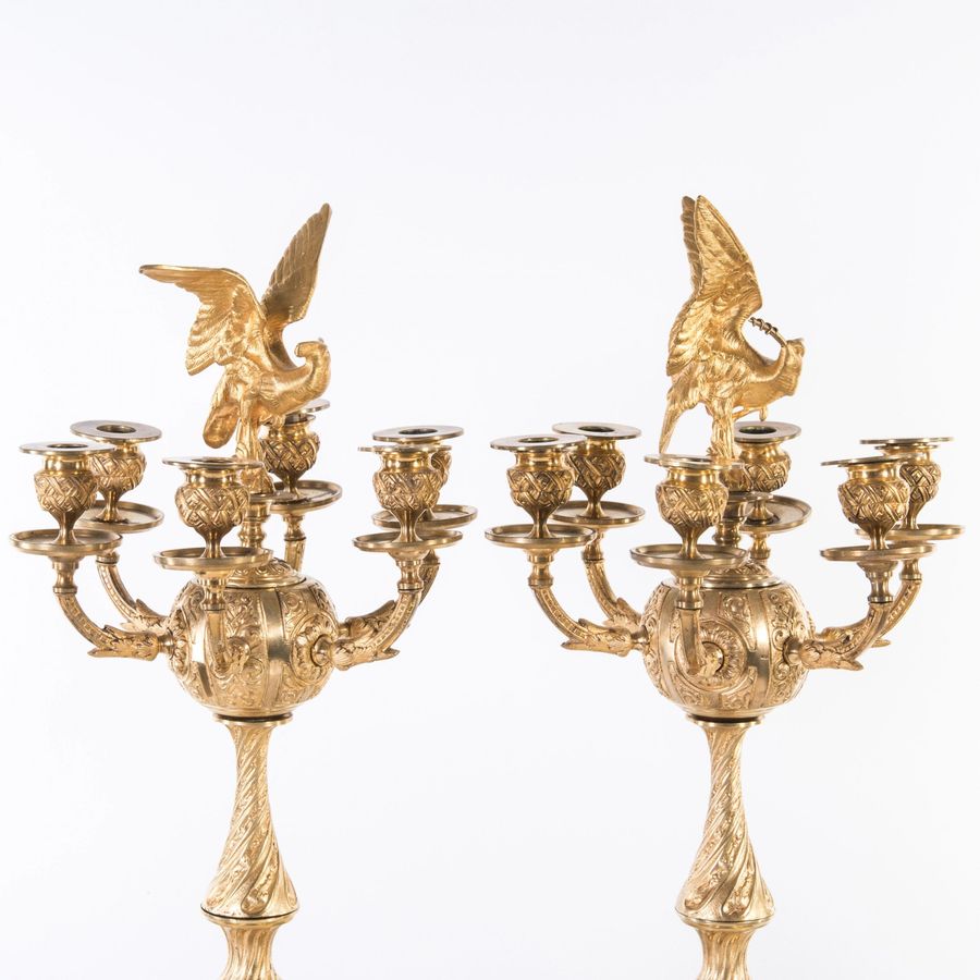 Antique A pair of bronze  candelabra. Russia