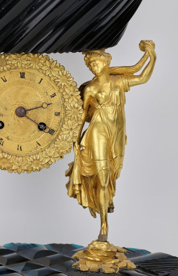 Antique Unique mantel clock, made of glass and bronze. Royal Russia. Early 19th century.