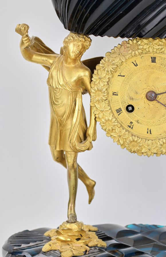 Antique Unique mantel clock, made of glass and bronze. Royal Russia. Early 19th century.