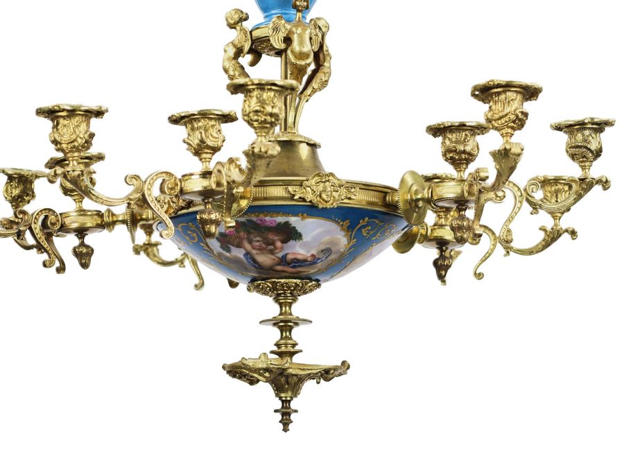 Antique Chandelier with 15 candles in Louis XVI style. Sevres.