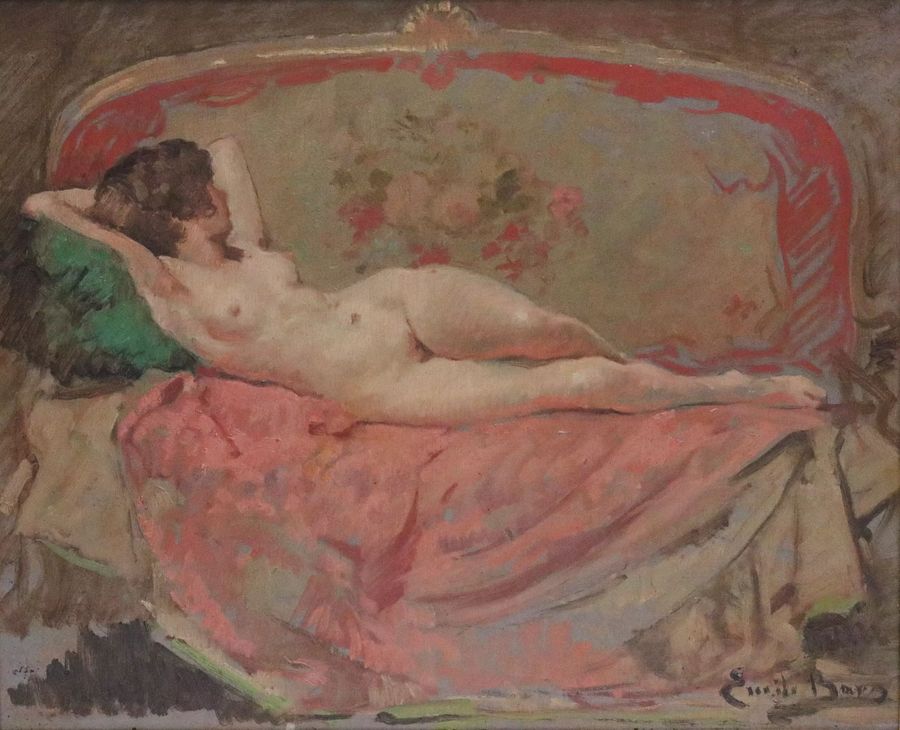 Antique EMIL BAYES (EMILE BAES). 1889-1953. Nude on a canape.