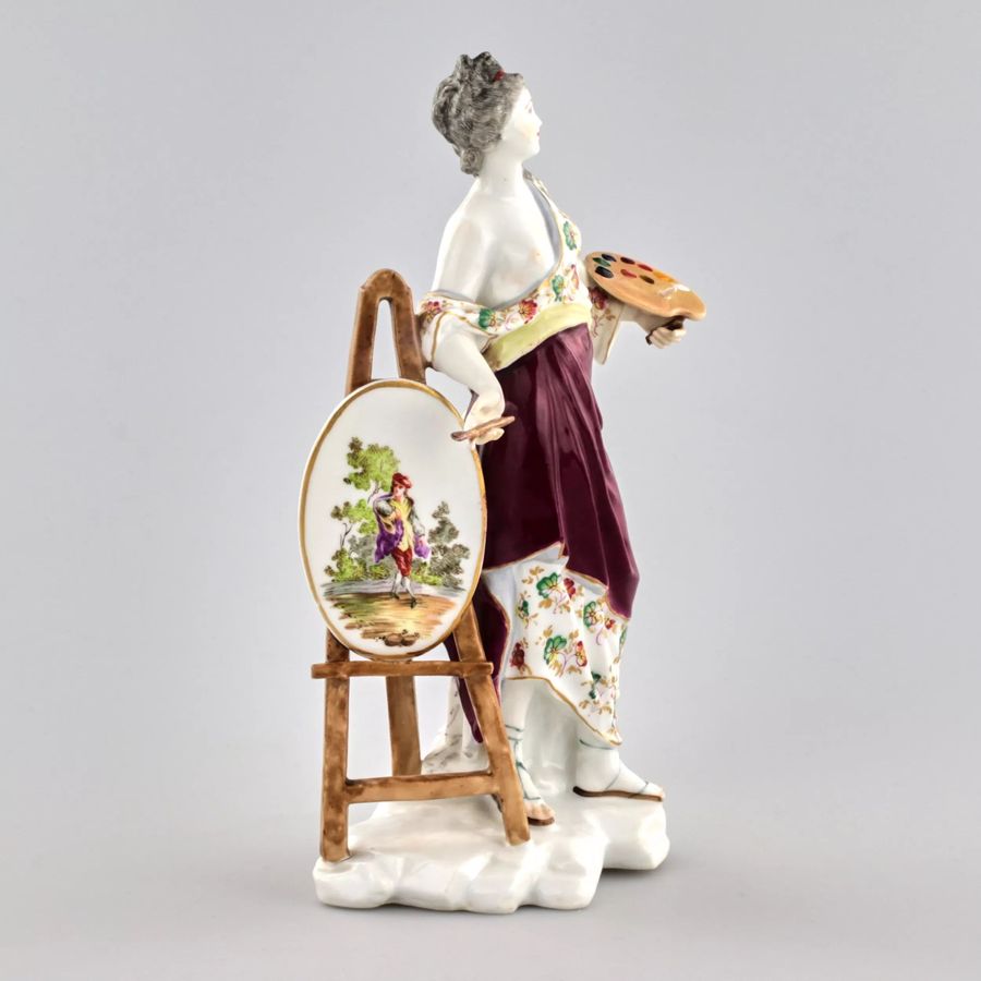 Antique Porcelain figurine Allegory of Painting. Porcelain 19th century.