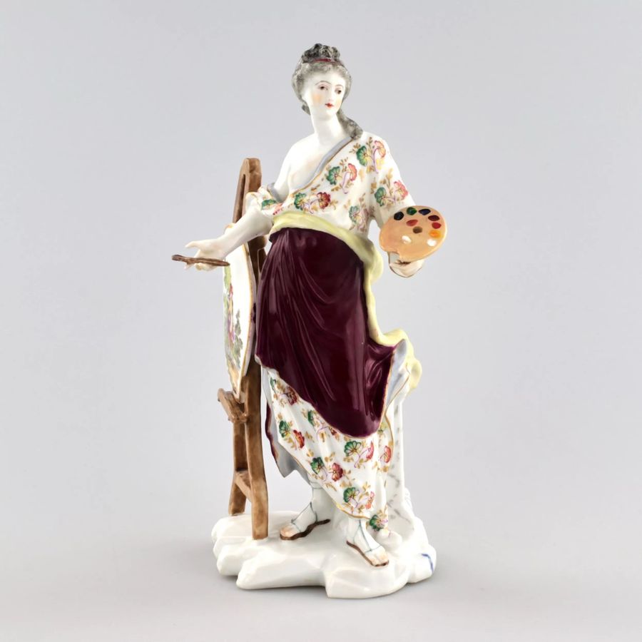 Antique Porcelain figurine Allegory of Painting. Porcelain 19th century.