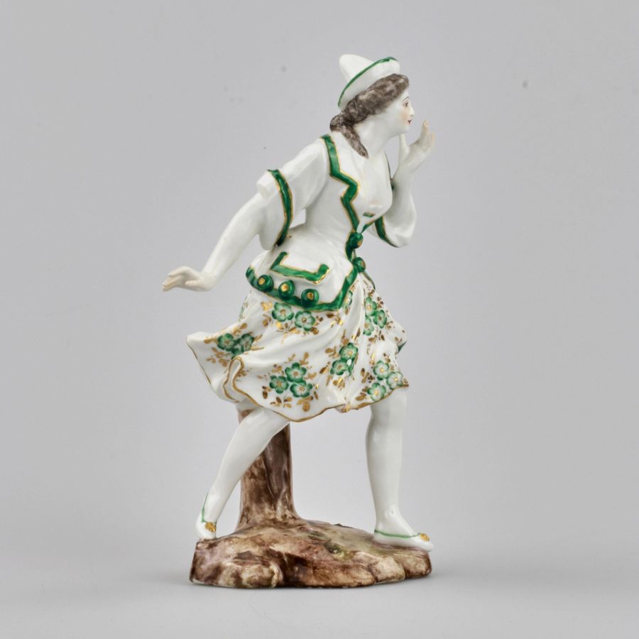 Antique Porcelain figurine Lady in Green. France. 19th century.