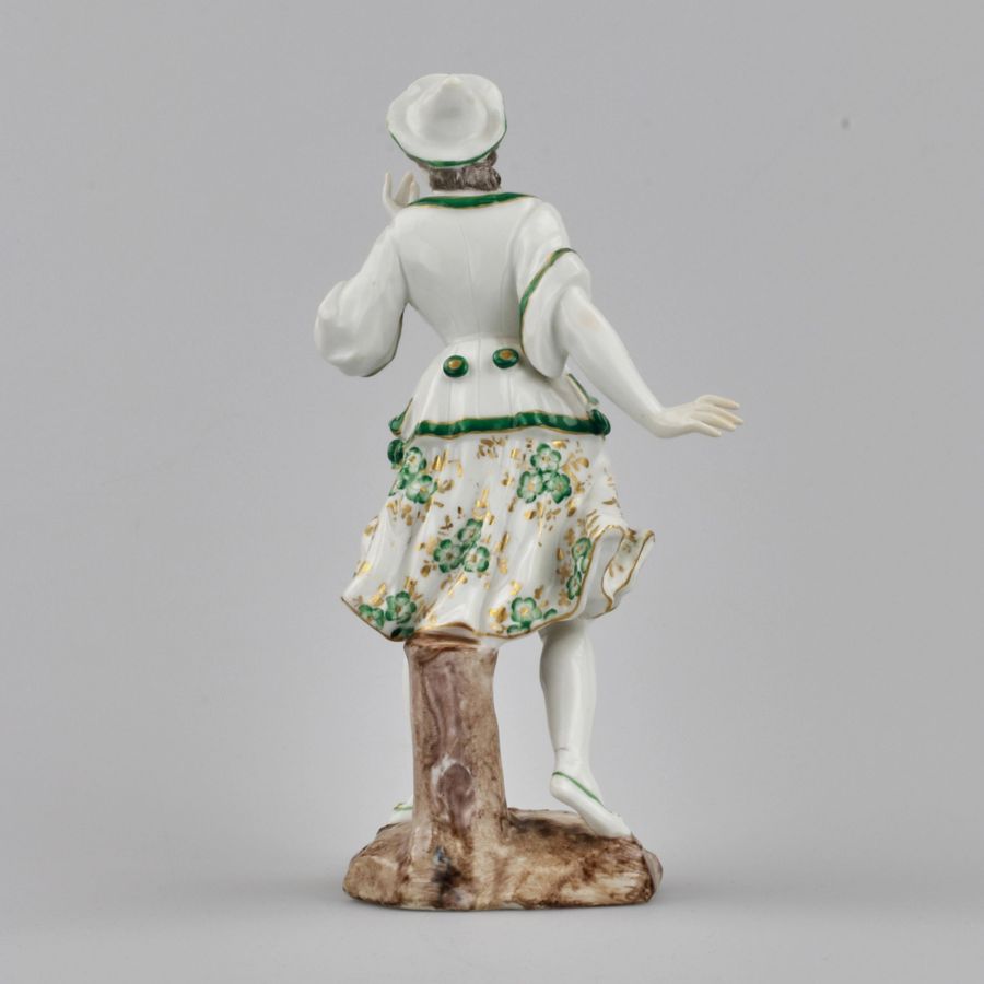 Antique Porcelain figurine Lady in Green. France. 19th century.