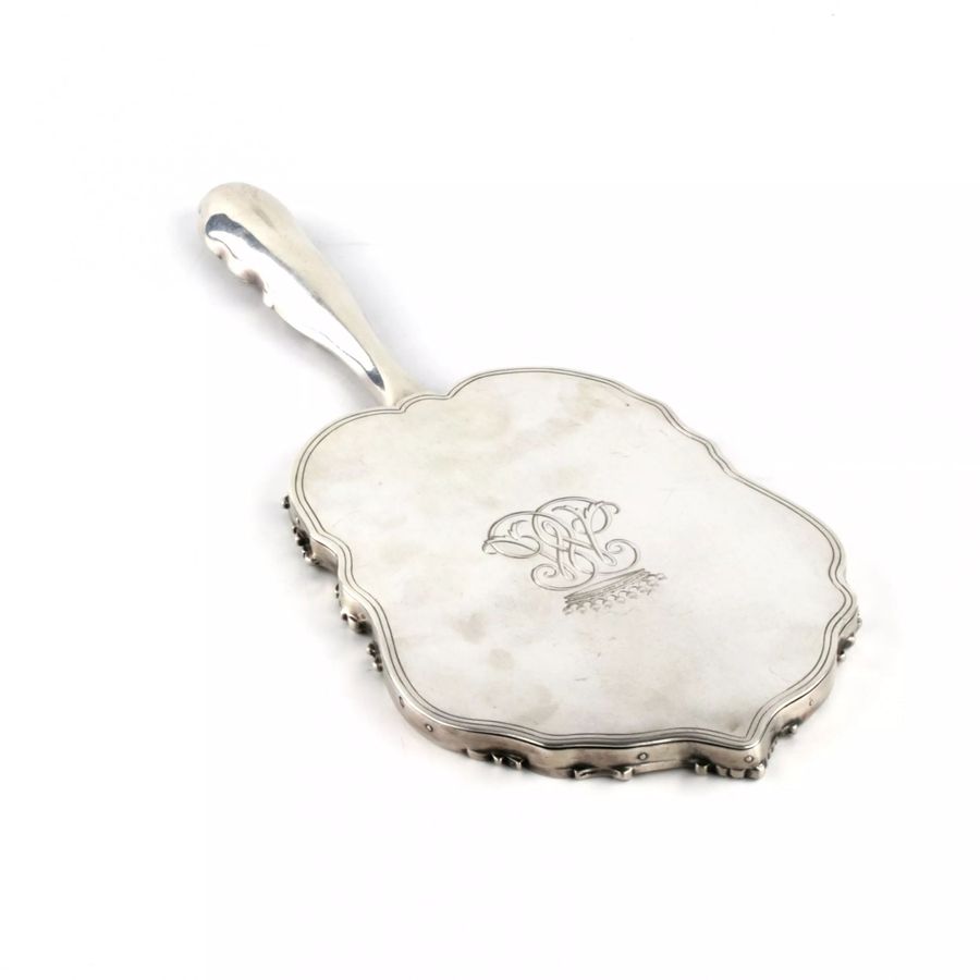 Antique Silver hand mirror Louis XV style.