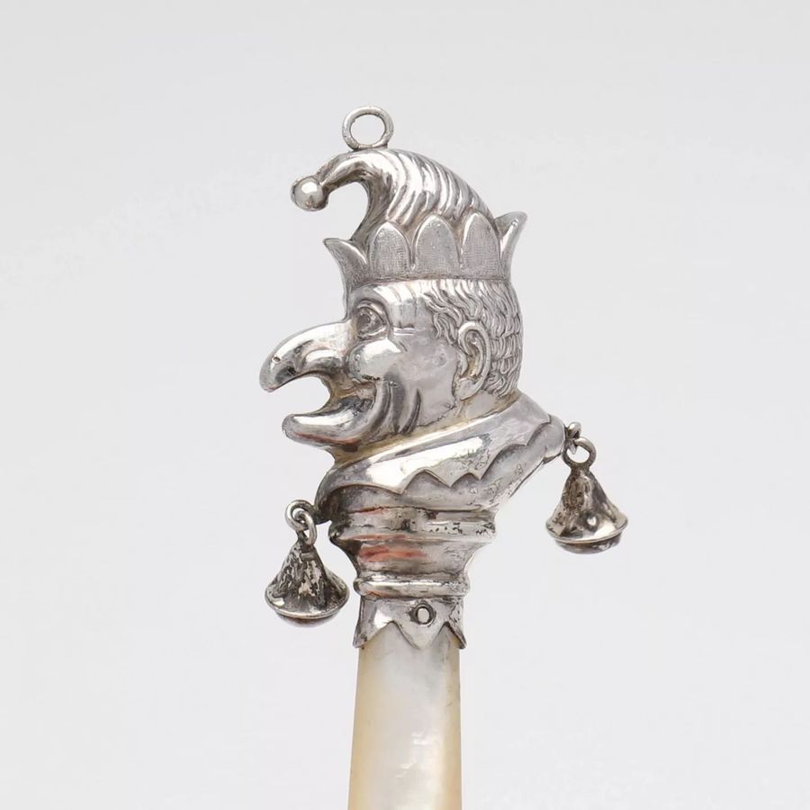 Antique English silver rattle 