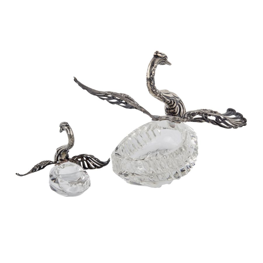 Antique Pair of bonbonnieres. Swans.