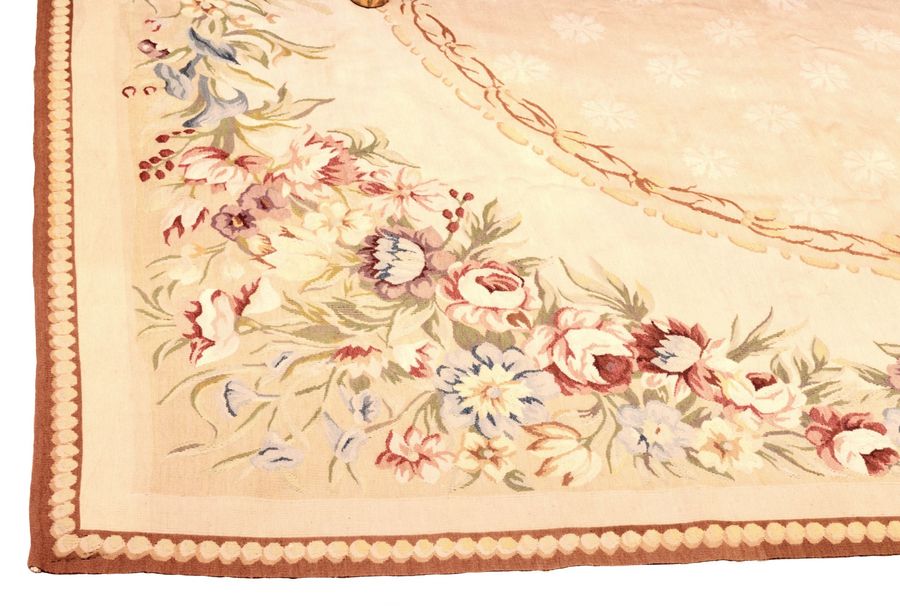 Antique Floral tapestry in Aubusson style. The end of the 19th century.