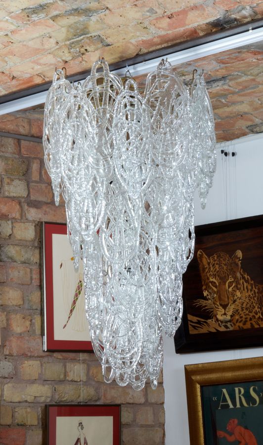 Antique Gino Vistosi. Large salon chandelier Mazzega, Murano, Italy, 1960s.